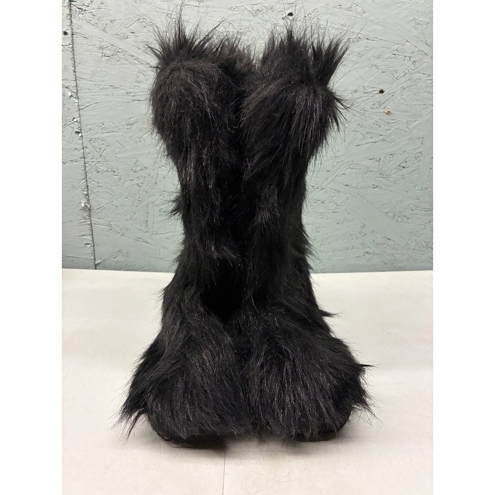 Monki Faux Fur Snow Boots Womens 6.5 Black Winter Warm Chunky Platform Cozy - Picture 2 of 9